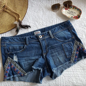 Mudd Distressed Embellished Denim Shorts